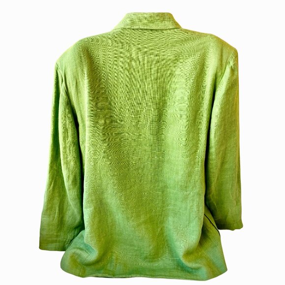 Talbots Vintage Lime Green LINEN Jacket Blazer Lined Pockets Womens size 14 - Picture 15 of 16